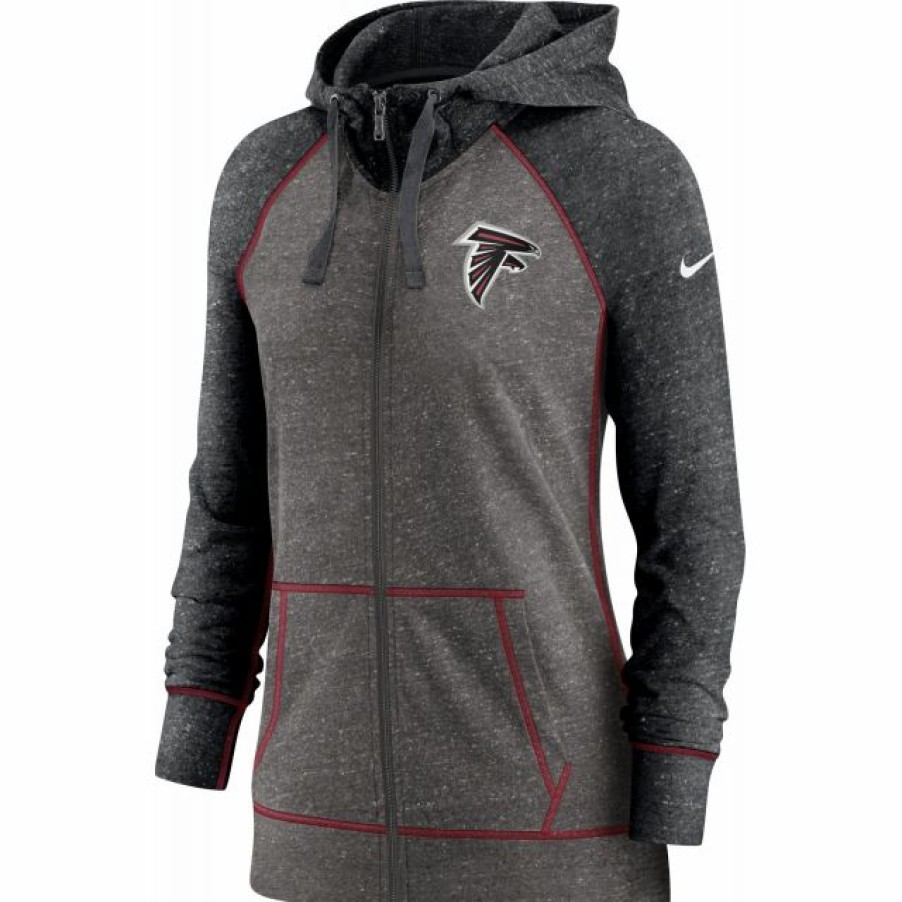 * Fitness Tops | Nike Women'S Atlanta Falcons Black Gym Vintage Full-Zip Hoodie