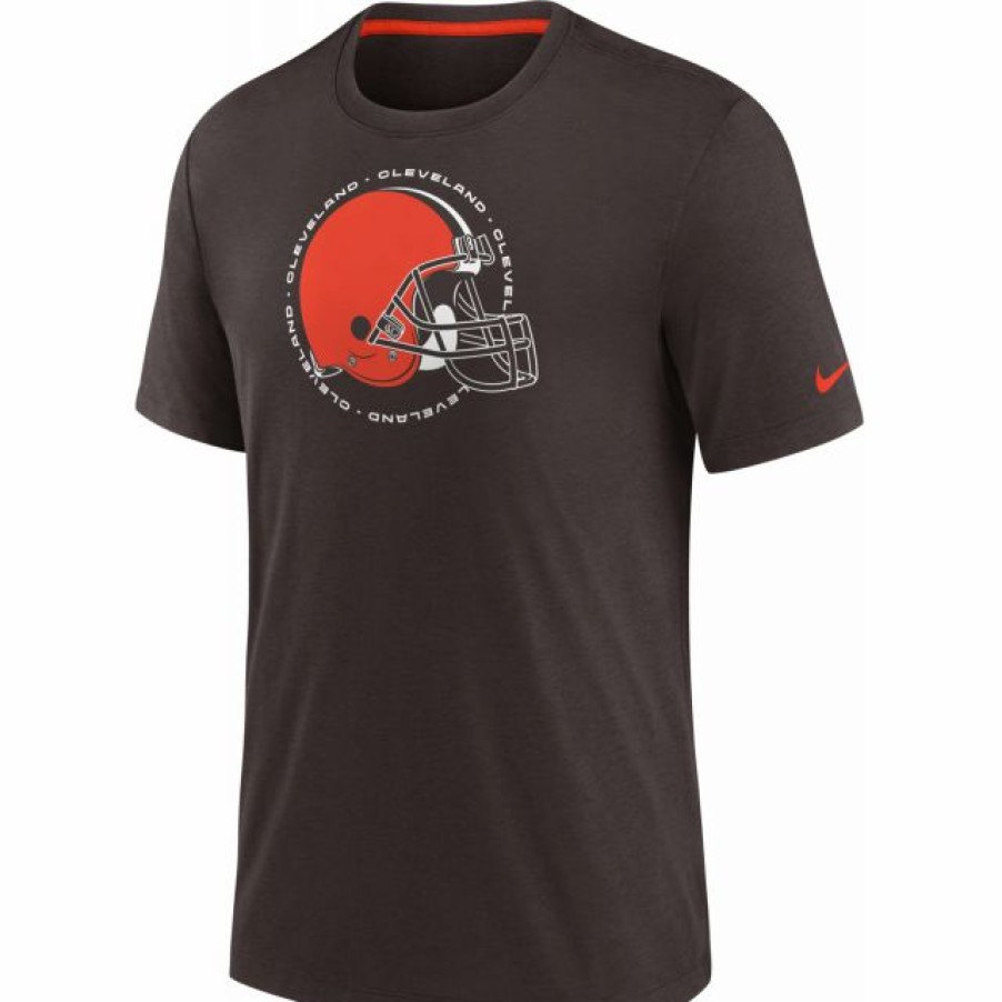 * Fitness Tops | Nike Men'S Cleveland Browns Impact Tri-Blend Brown T-Shirt