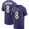 * Fitness Tops | Nike Men'S Baltimore Ravens Lamar Jackson Logo Purple T-Shirt