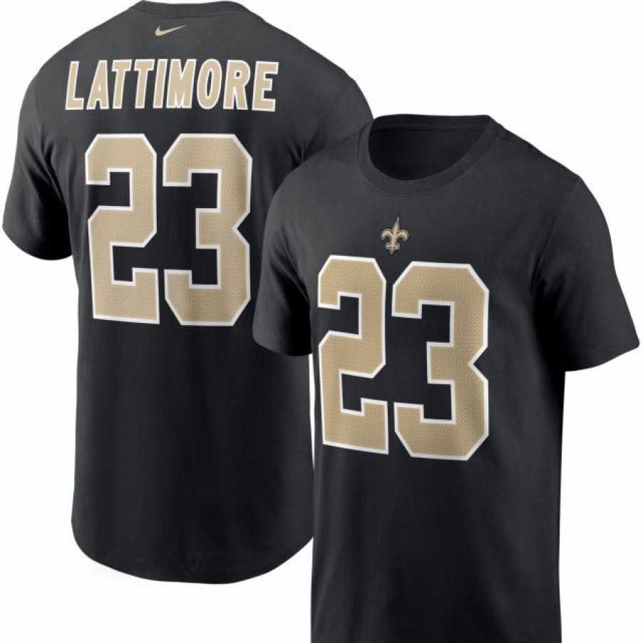 * Fitness Tops | Nike Men'S New Orleans Saints Marshon Lattimore #23 Legend Black T-Shirt