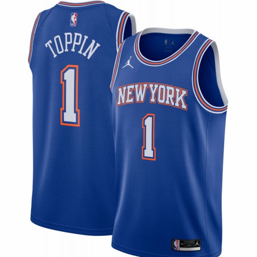 * Fitness Tops | Nike Men'S New York Knicks Obi Toppin Royal Blue Icon Jersey