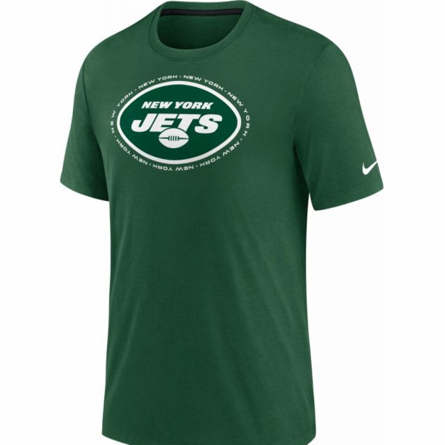 * Fitness Tops | Nike Men'S New York Jets Impact Tri-Blend Green T-Shirt