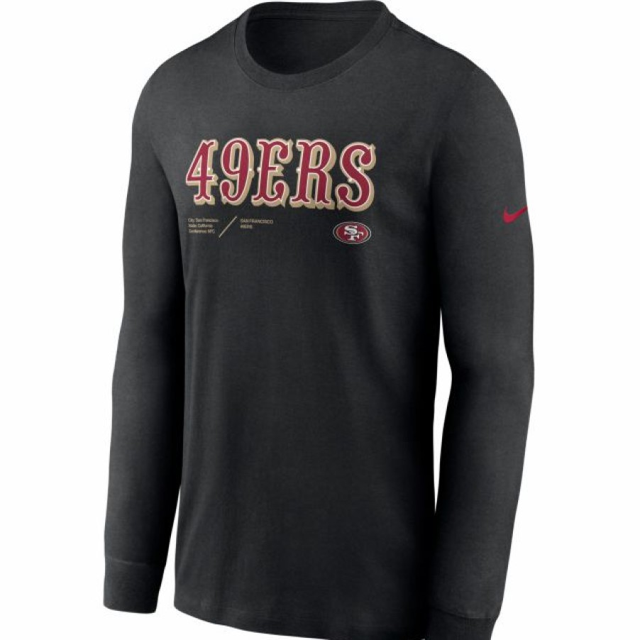 * Fitness Tops | Nike Men'S San Francisco 49Ers Sideline Dri-Fit Team Issue Long Sleeve Black T-Shirt