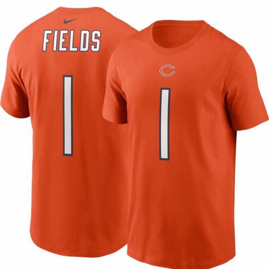 * Fitness Tops | Nike Men'S Chicago Bears Justin Fields #1 Orange T-Shirt