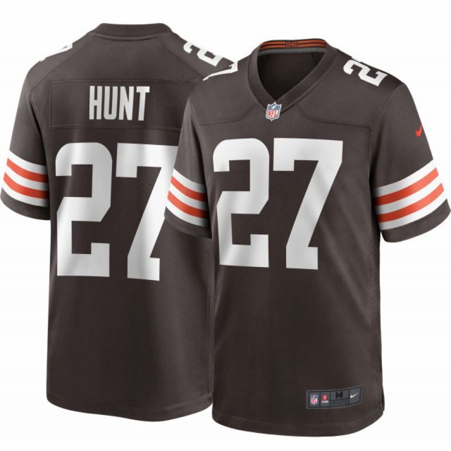 * Fitness Tops | Nike Men'S Cleveland Browns Kareem Hunt #27 Home Brown Game Jersey