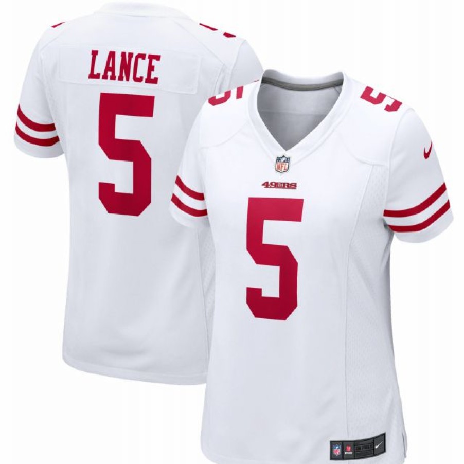 * Fitness Tops | Nike Women'S San Francisco 49Ers Trey Lance #5 White Game Jersey