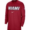 * Fitness Tops | Nike Adult Miami Heat Red Long Sleeve Pre-Game Crewneck