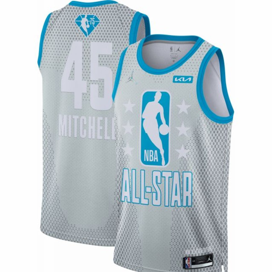 * Fitness Tops | Nike Jordan Adult 2022 Nba All-Star Game Donovan Mitchell #45 Gray Dri-Fit Swingman Jersey