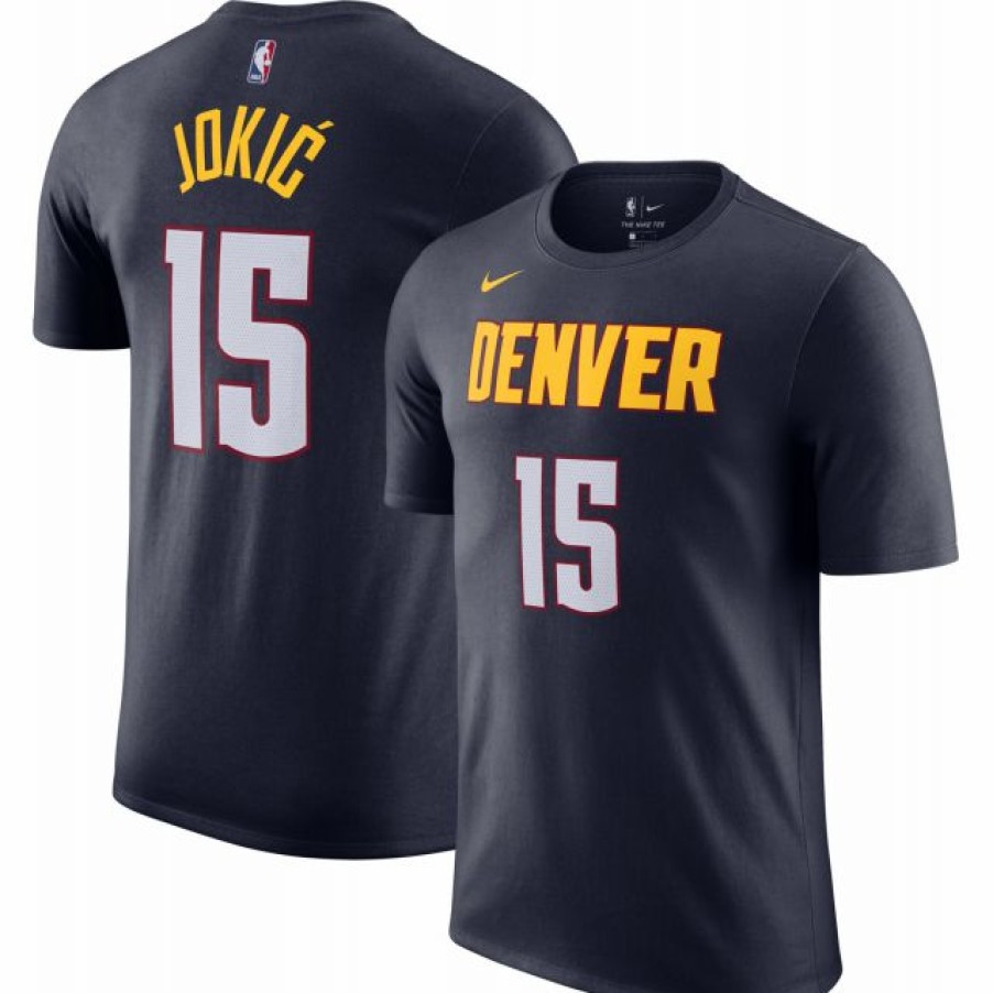 * Fitness Tops | Nike Men'S Denver Nuggets Nikola Jokic #15 Navy Cotton T-Shirt