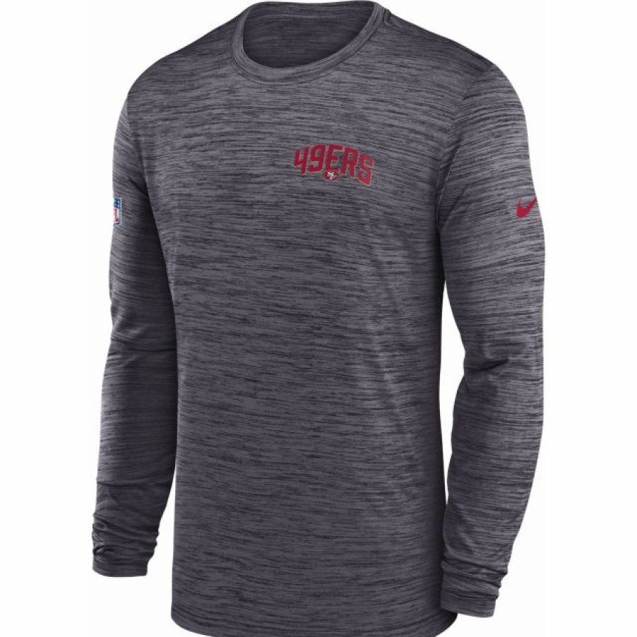 * Fitness Tops | Nike Men'S San Francisco 49Ers Sideline Legend Velocity Black Long Sleeve T-Shirt